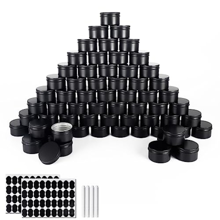 Metal Tin Lid 4Oz - 64 Pack Round Cans with Screw