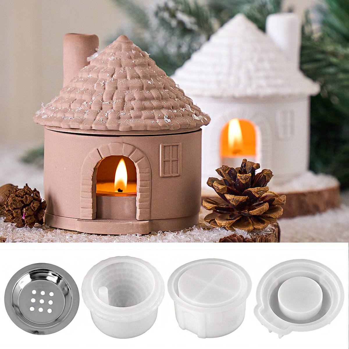 Candle Making Supplies Jars - 3D House Incense Stove Silicone Mold