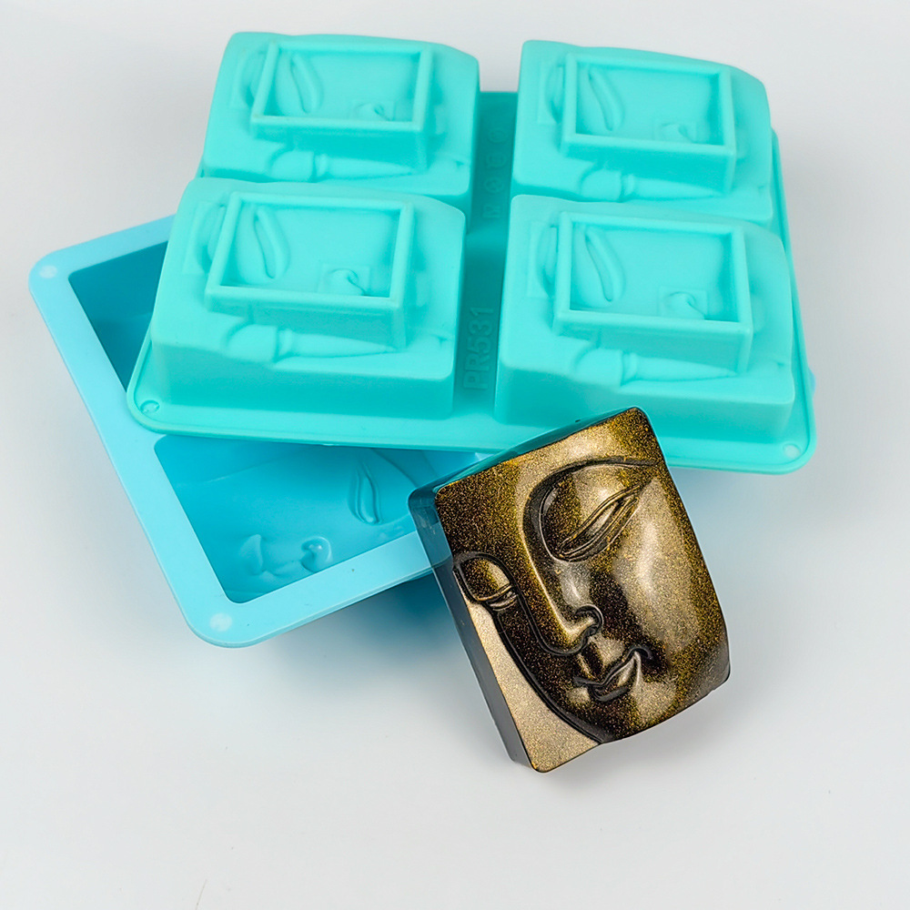 Candle Supplies Wholesale - 4 Holes Buddha Portrait Soap Mold