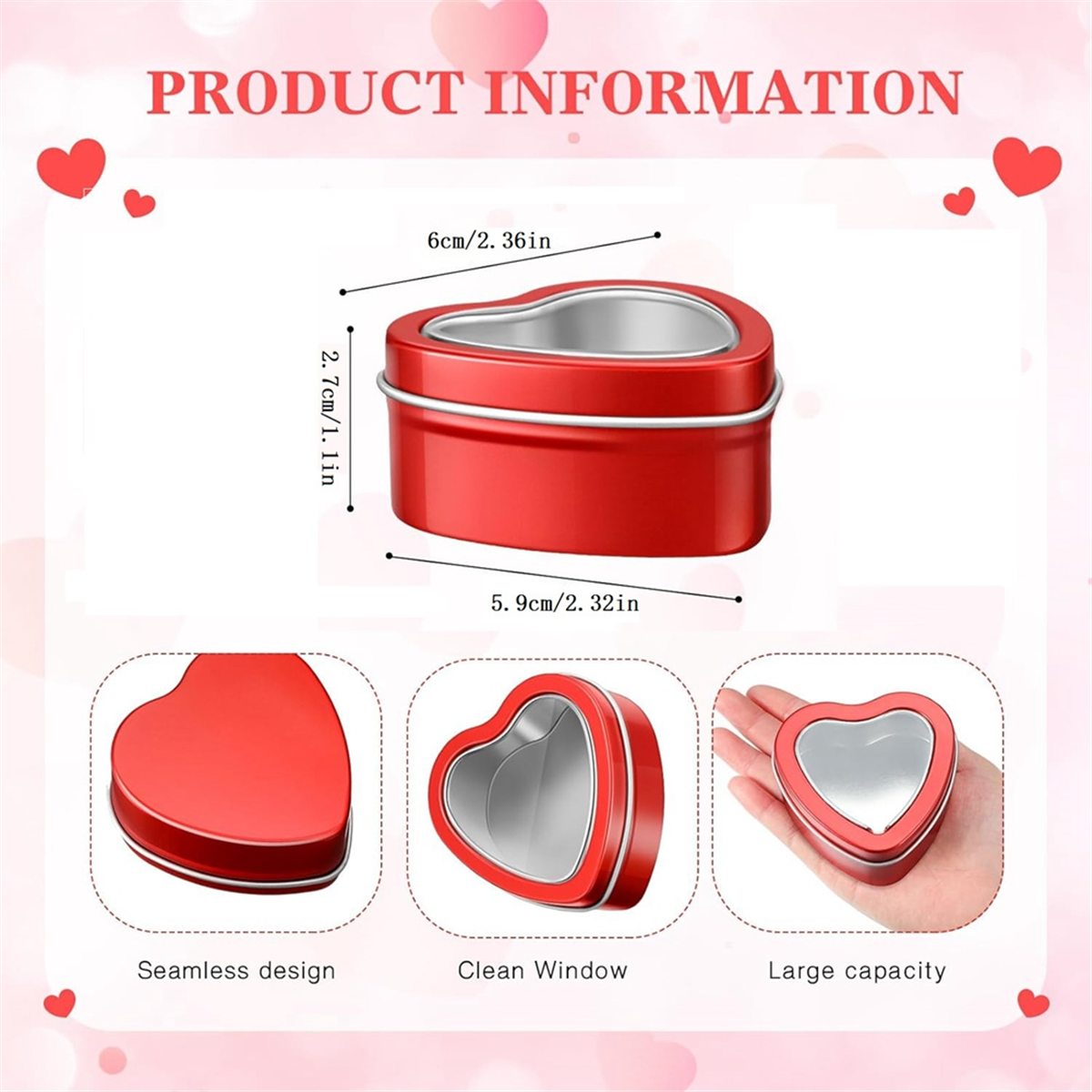 24Pcs 4Oz Heart Shaped Metal T - Metal Tin Lid 4Oz recension och pris