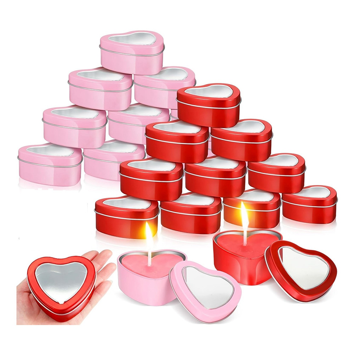 24Pcs 4Oz Heart Shaped Metal T - Metal Tin Lid 4Oz recension och pris