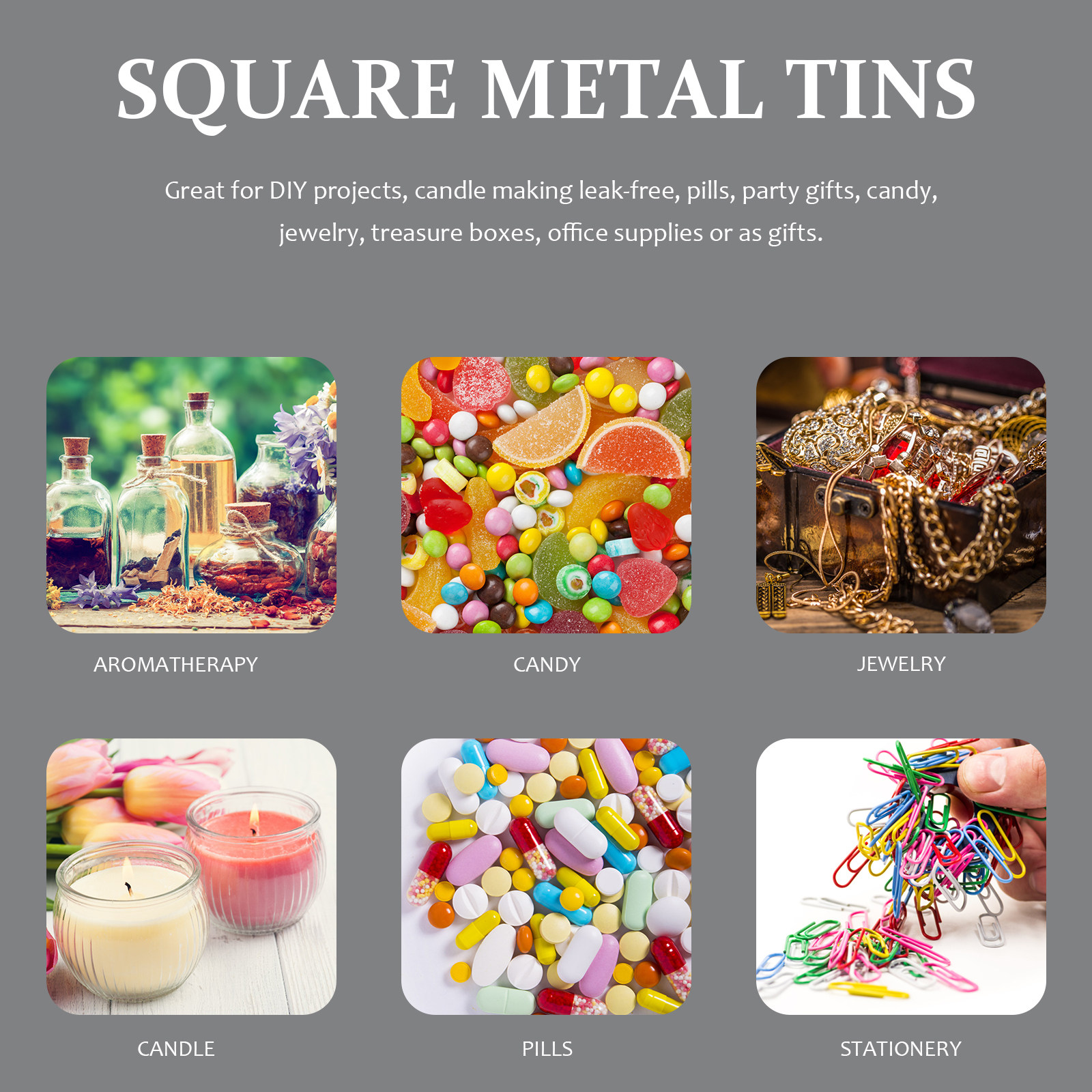 15Pcs Gift Packaging Boxes Squ - Metal Tin Lid 4Oz recension och pris