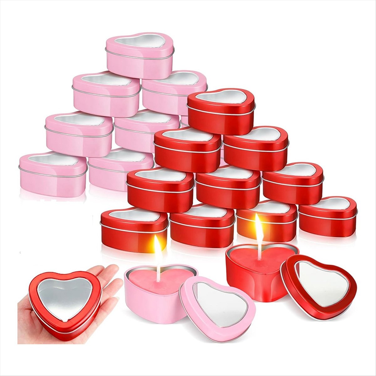 A56K 24Pcs 4Oz Heart Shaped Me - Metal Tin Lid 4Oz recension och pris
