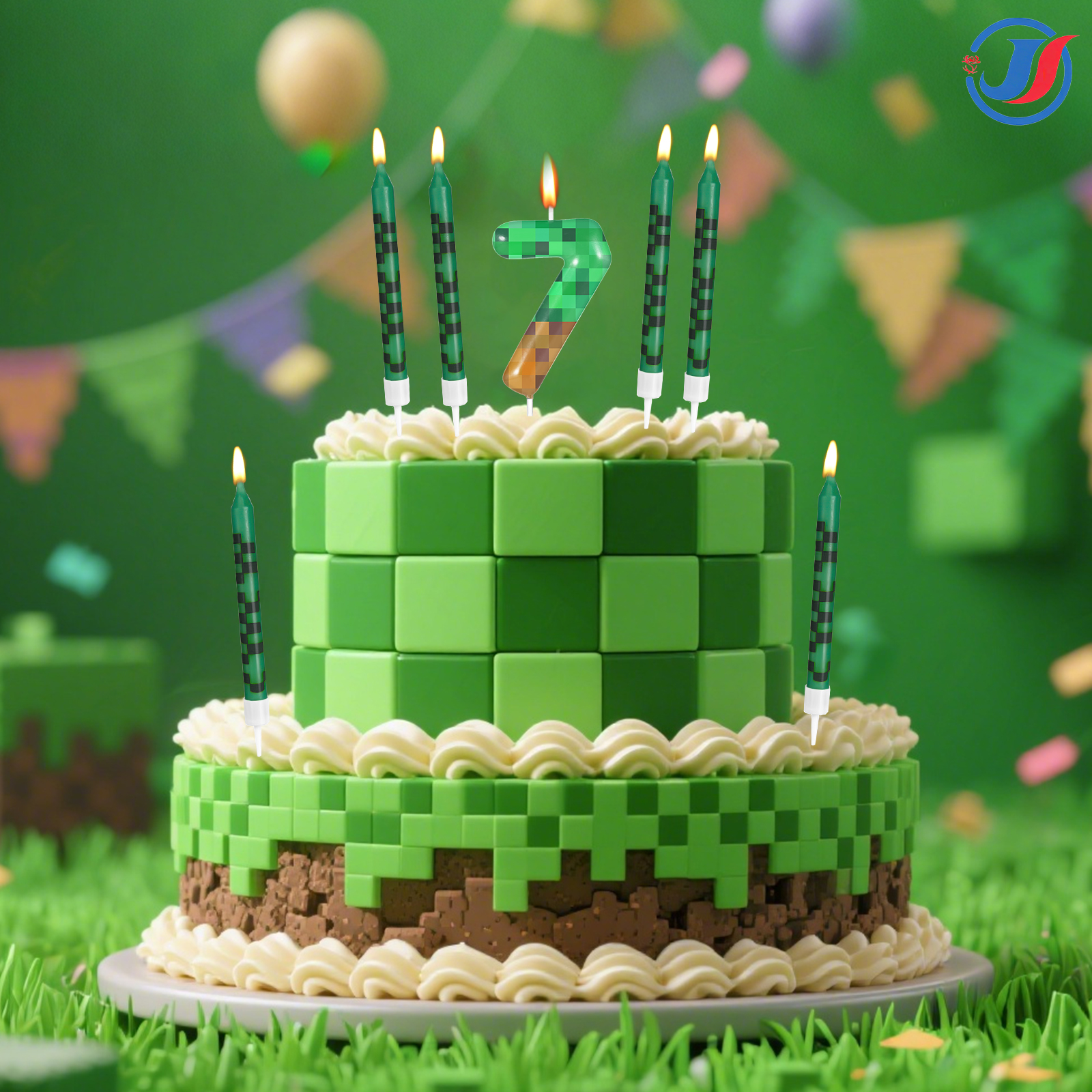 7Pcs Pixel Miner Birthday Cake - Candle Supplies Video recension och pris