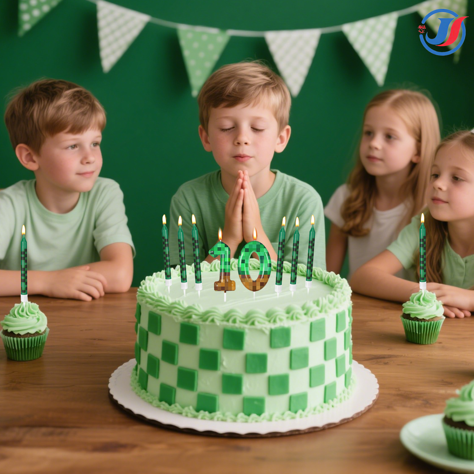 7Pcs Pixel Miner Birthday Cake - Candle Supplies Video recension och pris