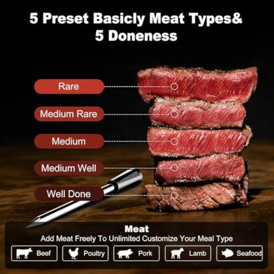 Bluetooth Meat Thermometer wit - Digital Thermometer Probe recension och pris