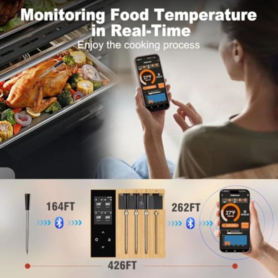 Bluetooth Meat Thermometer wit - Digital Thermometer Probe recension och pris