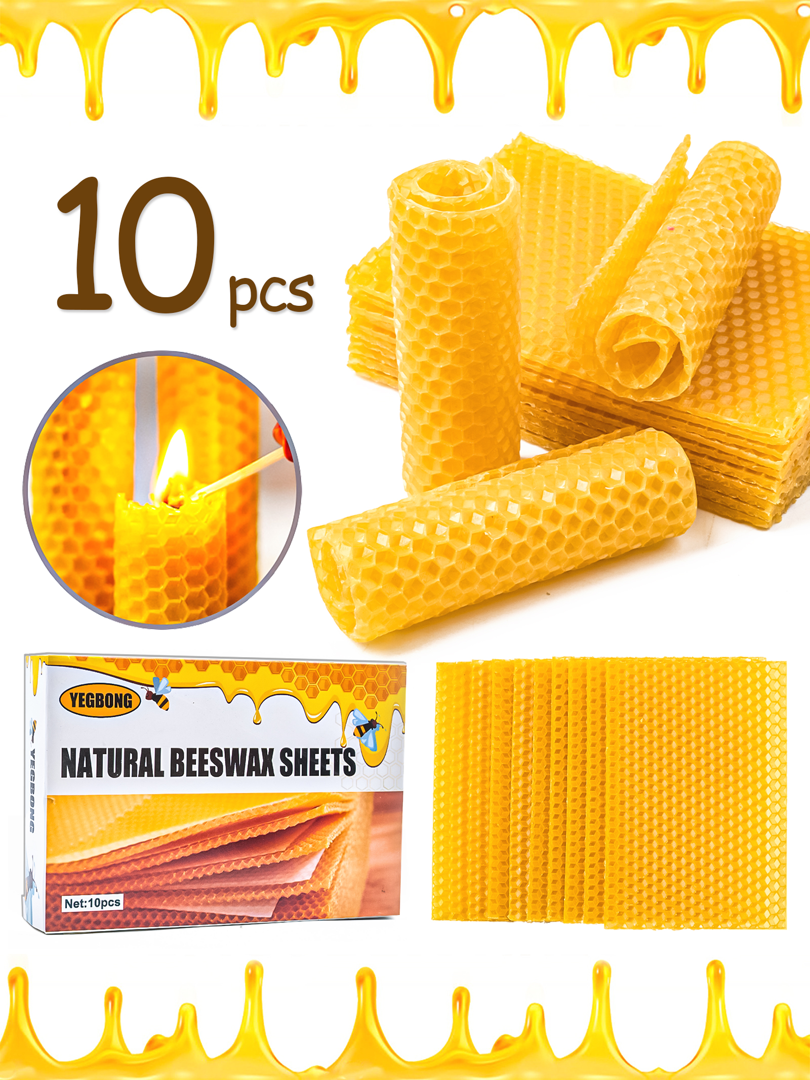 10Pcs Natural Honeycomb Bee Wa - Candle Supplies Wholesale recension och pris