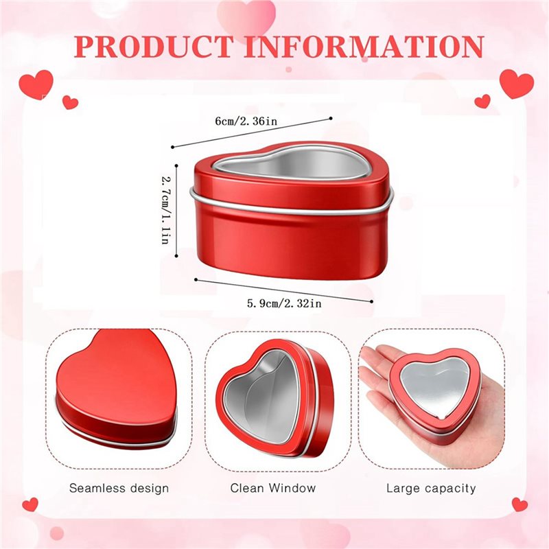 A25F-96Pcs 4Oz Heart Shaped Me - Metal Tin Lid 4Oz recension och pris